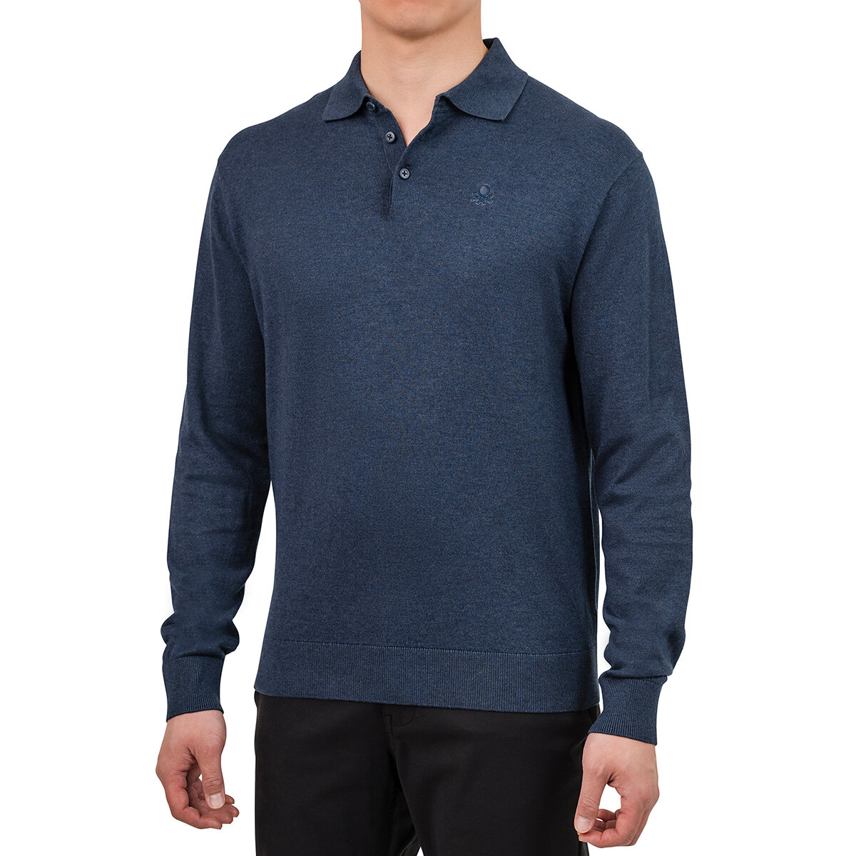 United Colors of Benetton Suéter tipo polo para Caballero Azul Chica