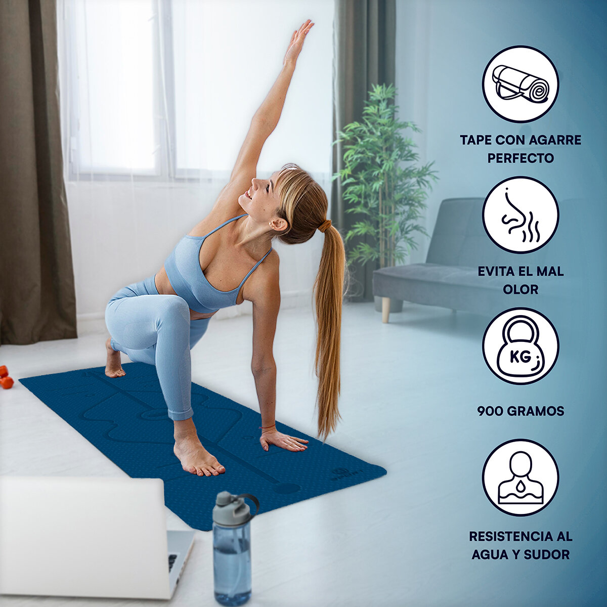 Mist Jewel Tapete para Yoga Azul