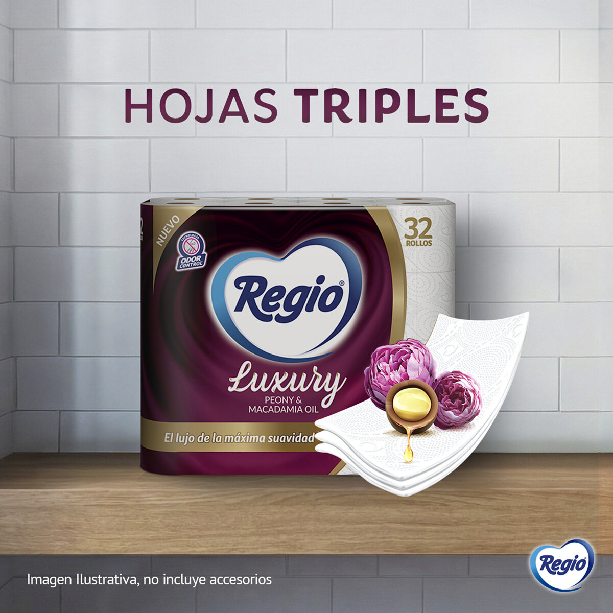 Regio Luxury Peony & Macadamia Oil Papel Higiénico 32 Rollos Regio Luxury Peony & Macadamia Oil Papel Higiénico 32 Rollos