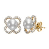 Aretes de Perlas Cultivadas y Diamantes 0.20ctw, , Oro Blanco de 14kt