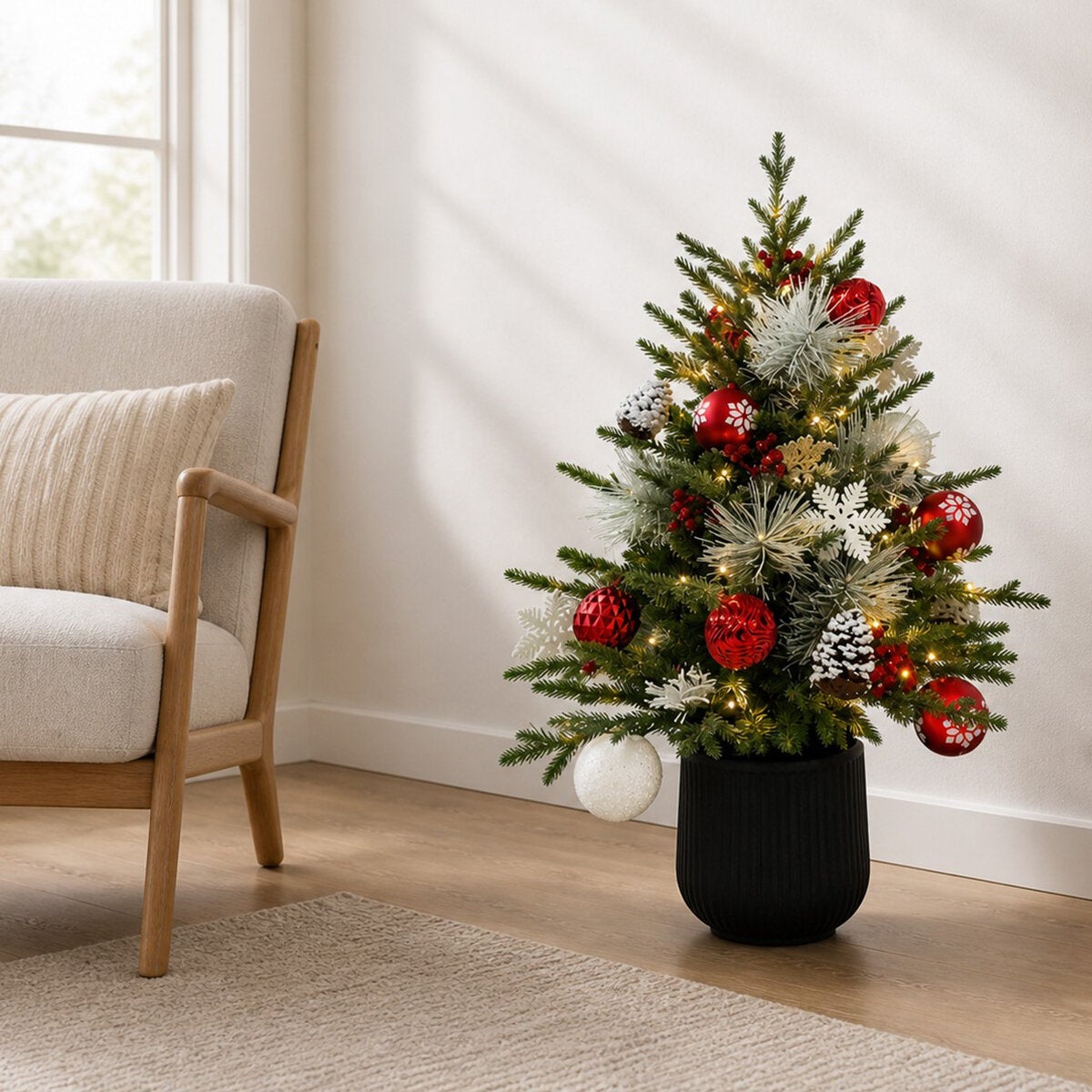 Árbol de Pino Decorado con Luces Centelleantes 91 cm Árbol de Pino Decorado con Luces Centelleantes 91 cm