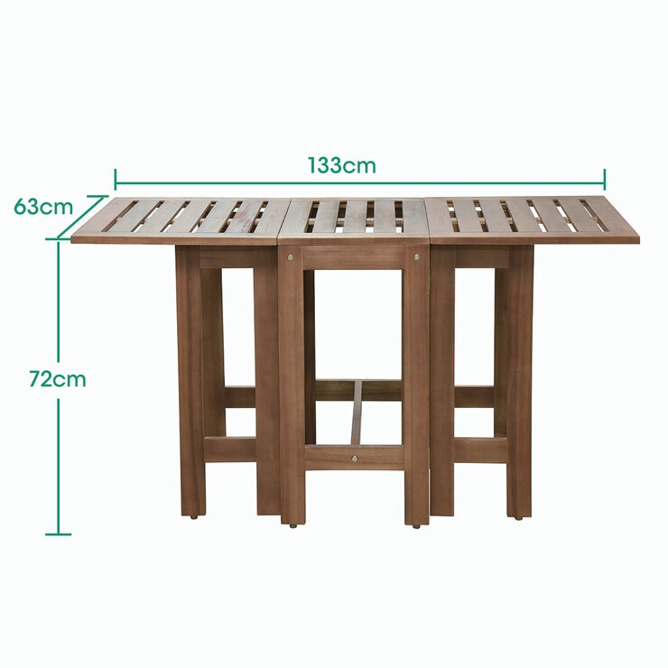 Alltrade, Set Bistro de Madera de Acacia plegable, 3 piezas