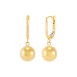 Aretes de cuentas pulidas 9.6mm, Oro Amarillo de 14K