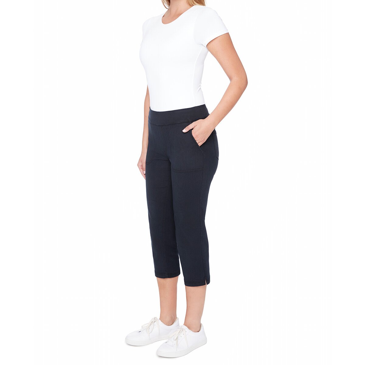 S.C. & CO Pantalones Capri para Dama Negro Extra Grande S.C. & CO Pantalones Capri para Dama Negro Extra Grande