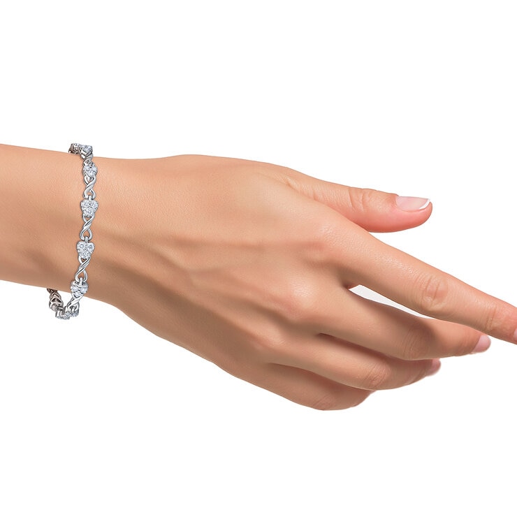 0.90ctw, Pulsera de Diamantes, 17.78cm, Corte Redondo, Oro Blanco 14K 0.90ctw, Pulsera de Diamantes, 17.78cm, Corte Redondo, Oro Blanco 14K
