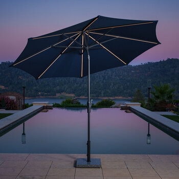 SunVilla, Sombrilla Redonda de 3m con Luz Solar LED, Color Azul