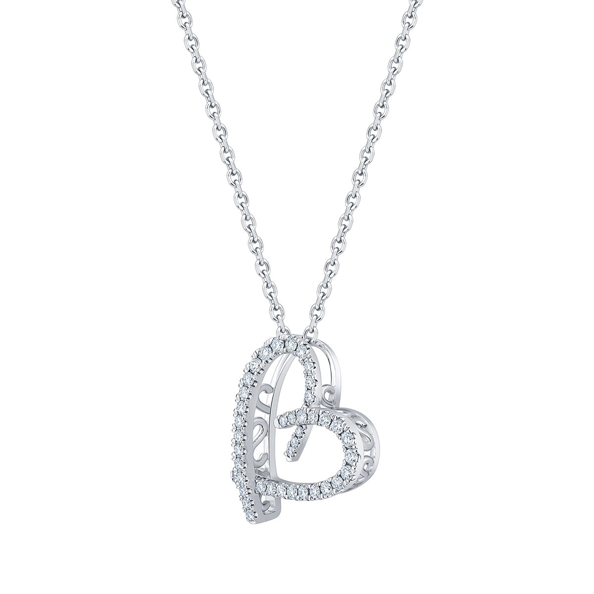 Dije de Corazon de Diamantes 0.30ctw, Oro Blanco 14K
