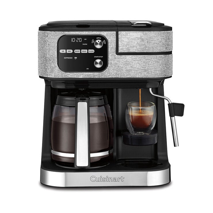 Cuisinart, Cafetera Multifuncional Barista Bar Crystal Glam 4 en 1, Compatible con cápsulas Keurig K-Cup, Nespresso Original Line Cuisinart, Cafetera Multifuncional Barista Bar Crystal Glam 4 en 1, Compatible con cápsulas Keurig K-Cup, Nespresso Original Line