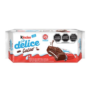 Kinder Délice Pastelito con Cobertura a Base de Cacao 15 pzas de 39g