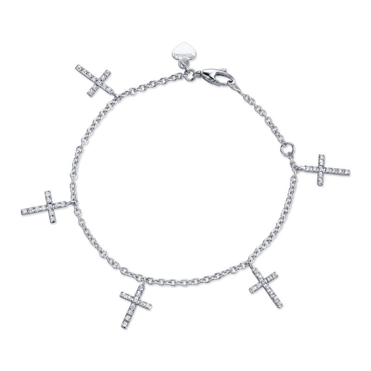 0.50ctw, Pulsera con Cruces de Diamantes, Oro Blanco de 14kt