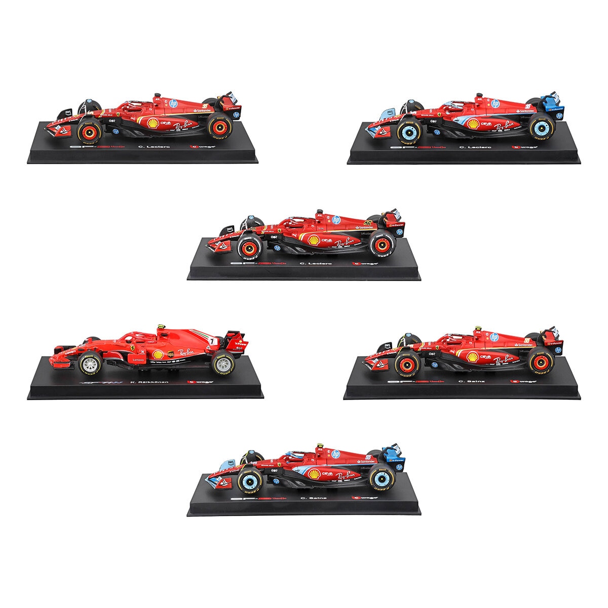 Colección de Autos de Carreras F1 Escala 1:43 Paquete de 6 Pzas. Ferrari