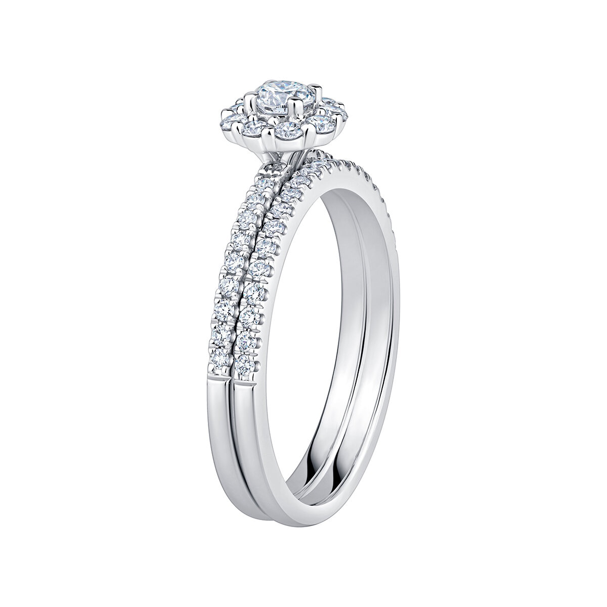 Anillo de Novia, 0.60ctw Diamantes, Oro Blanco 14K