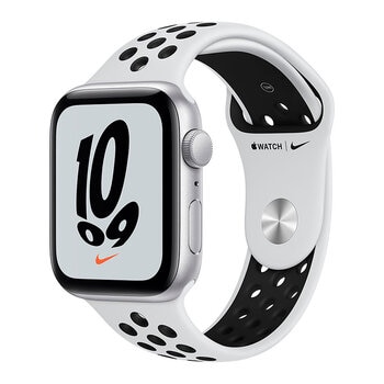 Apple Watch Nike SE (GPS)  Caja de aluminio plata 44mm con correa deportiva platino puro/negra