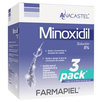 Anacastel Minoxidil 5% 3 piezas con 60 ml c/u