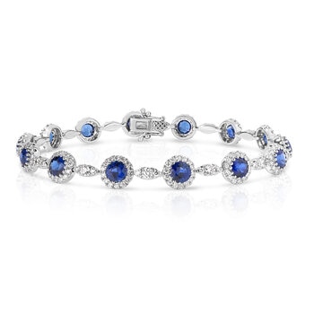 Brazalete de Zafiro Azul con Diamantes 2.18ctw, Oro Blanco 14K Brazalete de Zafiro Azul con Diamantes 2.18ctw, Oro Blanco 14K