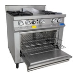 Estufa profesional San-Son de 4 quemadores, plancha y horno