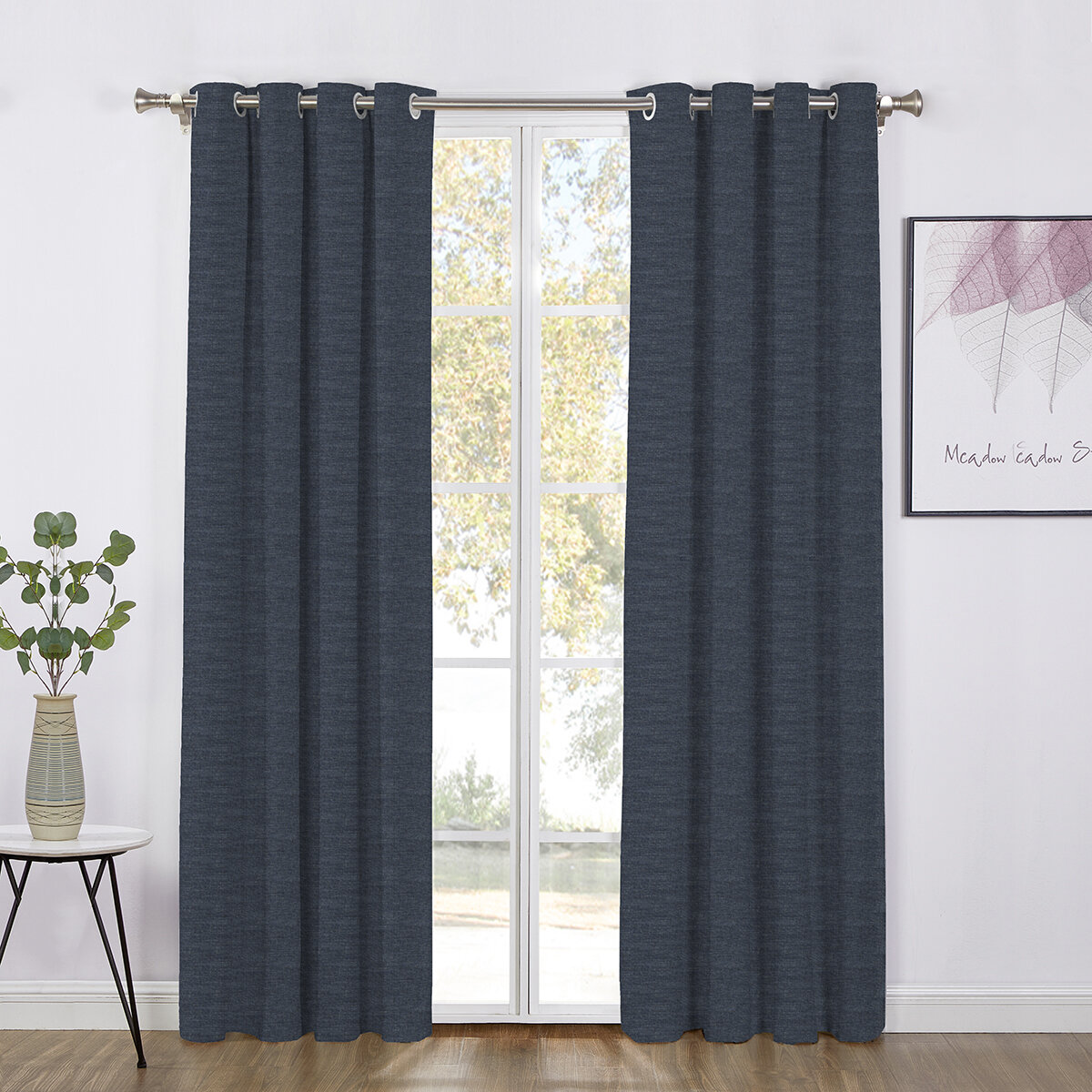 SUN + BLK, Cortinas con Bloqueo Total de Luz 132 cm x 241 cm, INDIGO 52X95