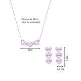 Mayfer, Juego de Collar y Aretes, Corazones con Cristal Austríaco