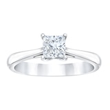 Anillo, 0.50ct Diamante Solitario, Corte Princesa, Oro Blanco 14kt