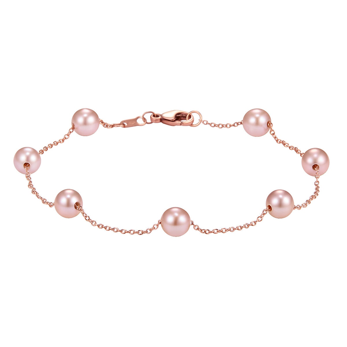Pulsera de Perlas Cultivadas Agua Dulce, Rosas, 5.5-6.0mm, Oro Rosa de 14K