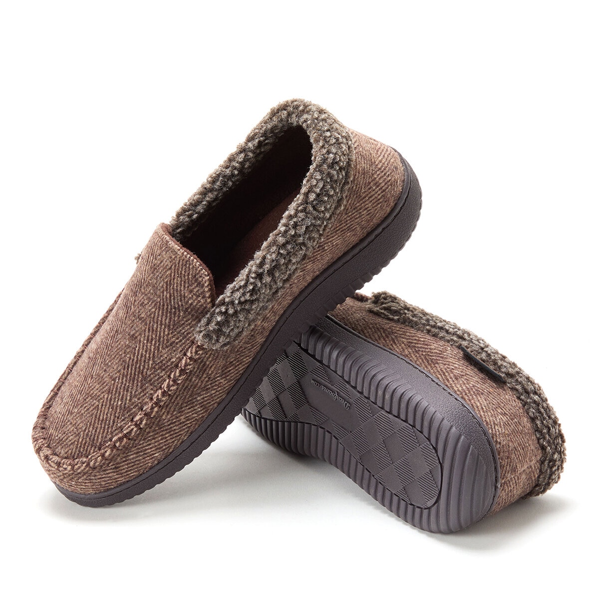 Dearfoams Pantuflas para Caballero Café Mediana Dearfoams Pantuflas para Caballero Café Mediana