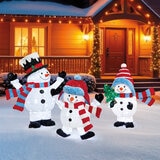 Familia de Muñecos de Nieve con Luces Parpadeantes