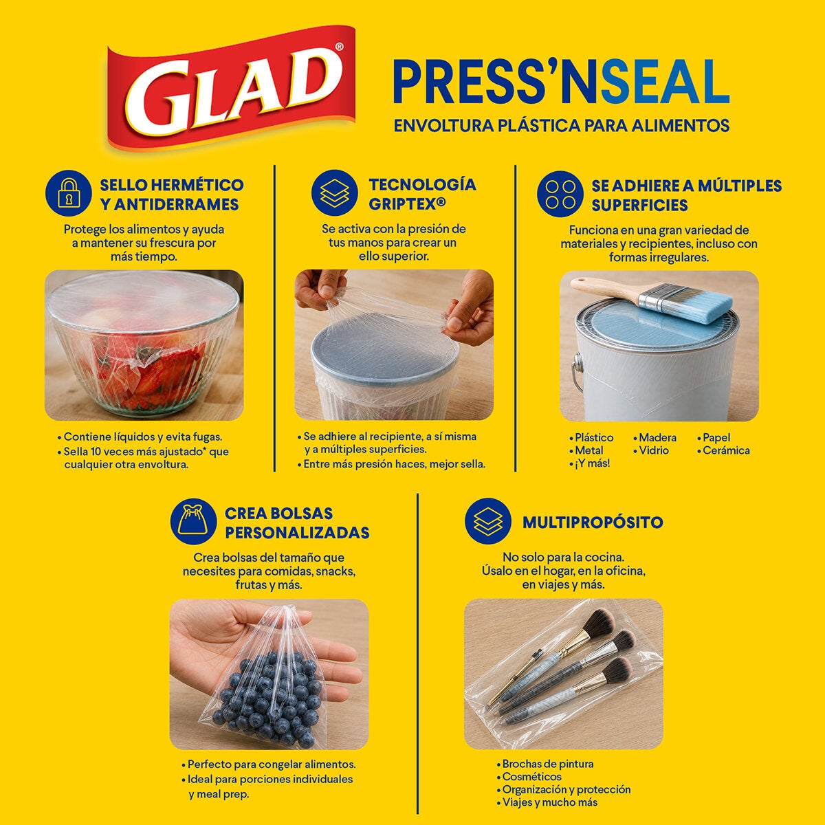 Glad Press'n Seal Plástico Adherente 3 pzas Glad Press'n Seal Plástico Adherente 3 pzas