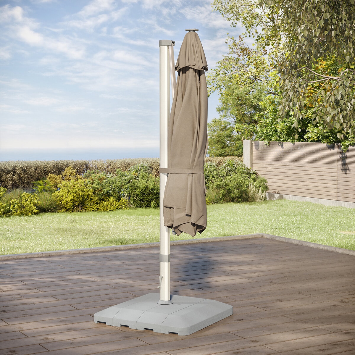 Seasons Sentry, Sombrilla Redonda de 4m con Luz Solar Led