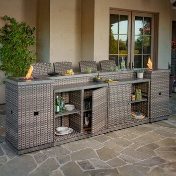 SunVilla, Diego Bar tipo Modular con Fogata de 8 Piezas