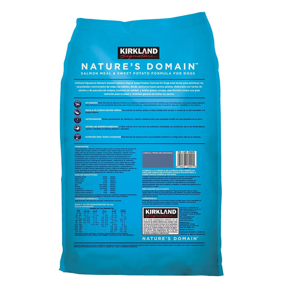 Kirkland Signature Nature's Domain Alimento para Perro con Salmón y Camote 15.87kg