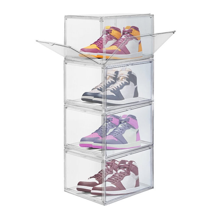 AG Box, Set de 4 Cajas de Zapatos Apilables Modelo Payton, Transparente