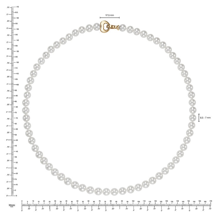 Collar de Perlas Cultivadas, 6.5-7mm, Oro Amarillo de 14K