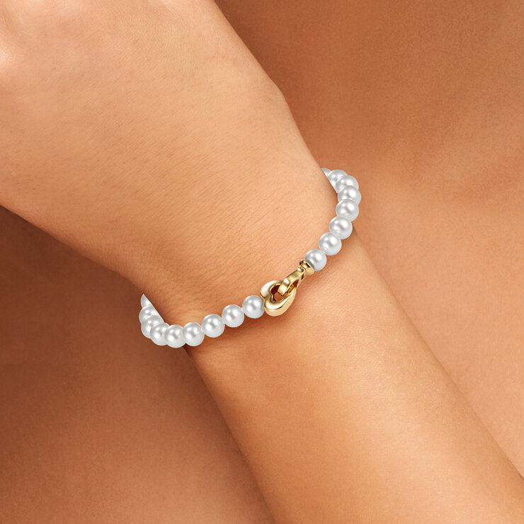 Pulsera de Perlas Cultivadas 6.5-7.0mm, Oro Amarillo de 14k Pulsera de Perlas Cultivadas 6.5-7.0mm, Oro Amarillo de 14k