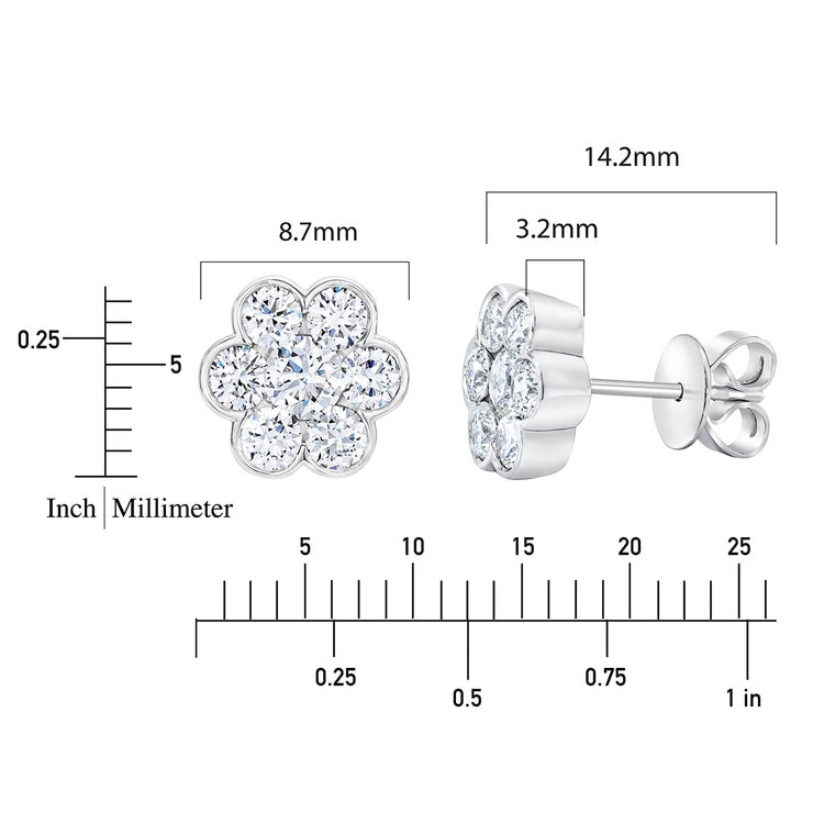 Aretes, 1.30ctw Diamantes, Oro Blanco de 14K Aretes, 1.30ctw Diamantes, Oro Blanco de 14K
