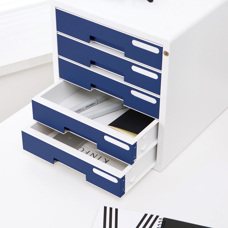 SYSMAX, Archivero para Escritorio con 5 Cajones con Cerradura, Azul