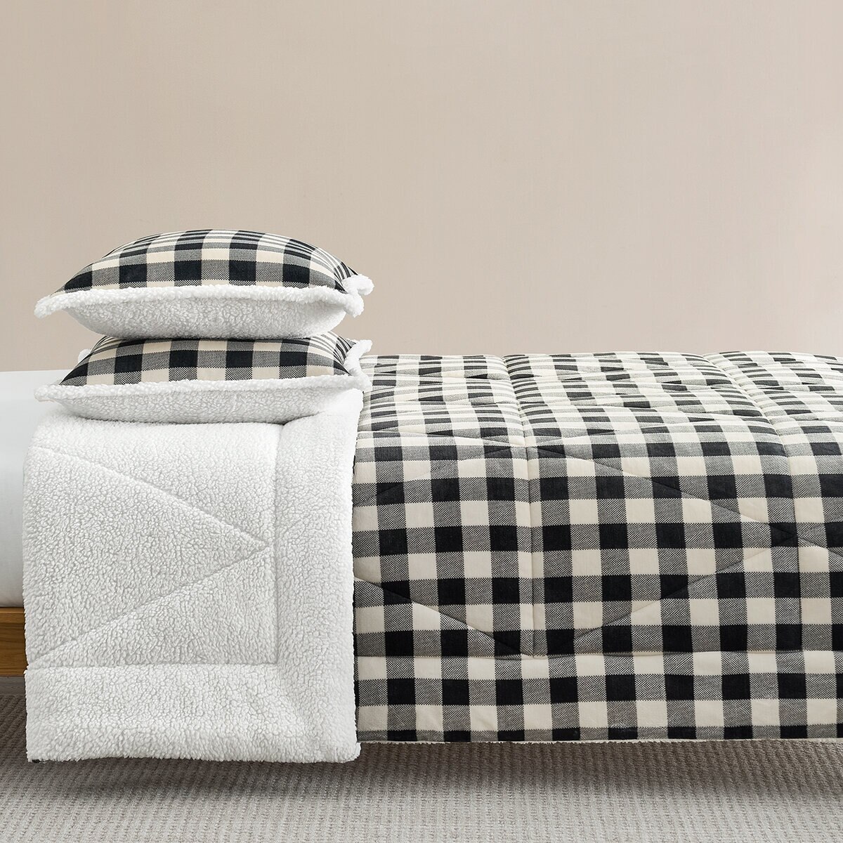 Casual Living, Juego de Edredón King de 3 piezas, Buffalo Check-Black