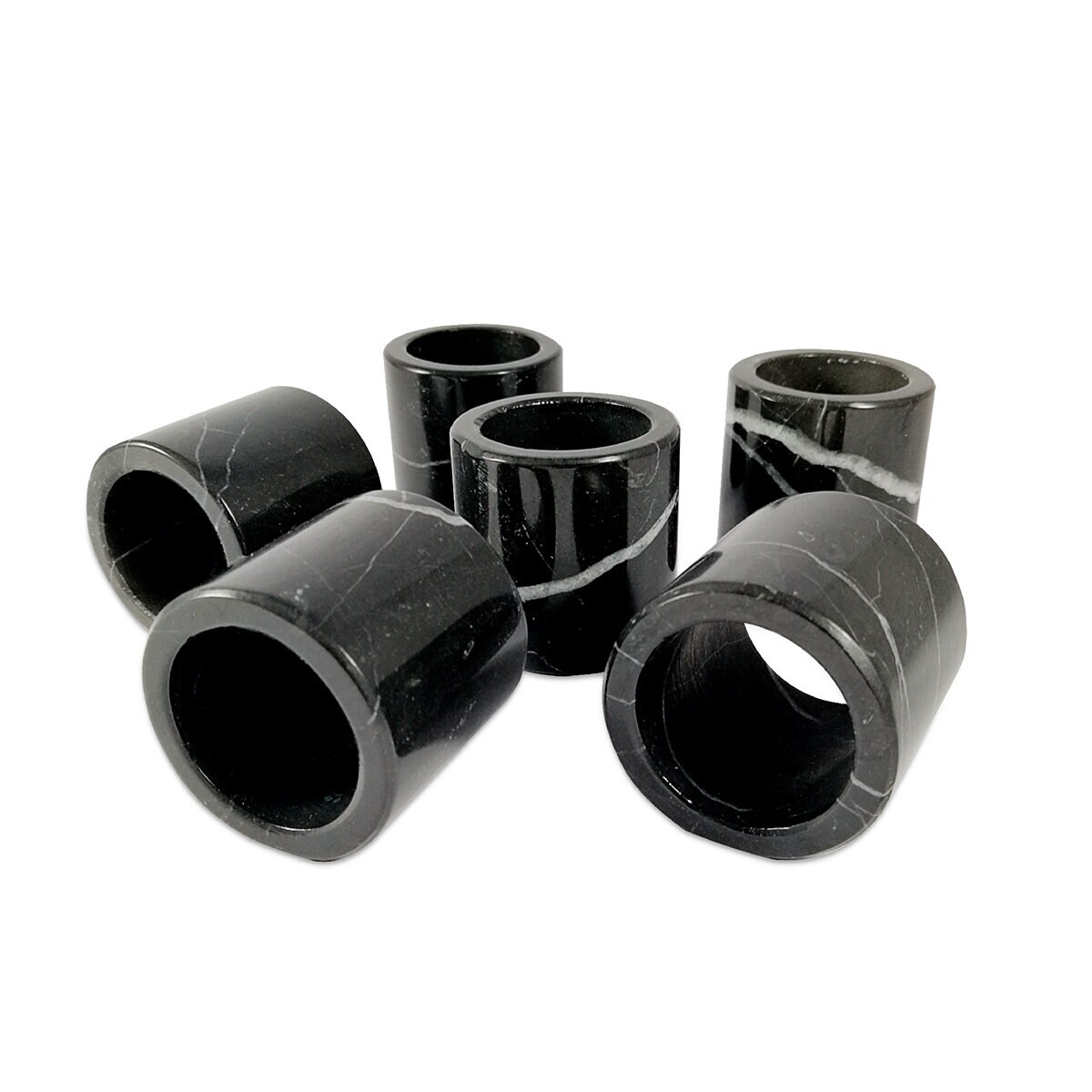 Luhom Juego de Servilleteros de Mármol 6 piezas Negro