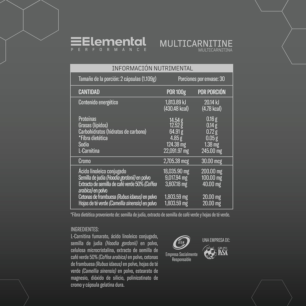 Elemental Performance Multi Carnitine 2 Frascos de 60 Cápsulas c/u