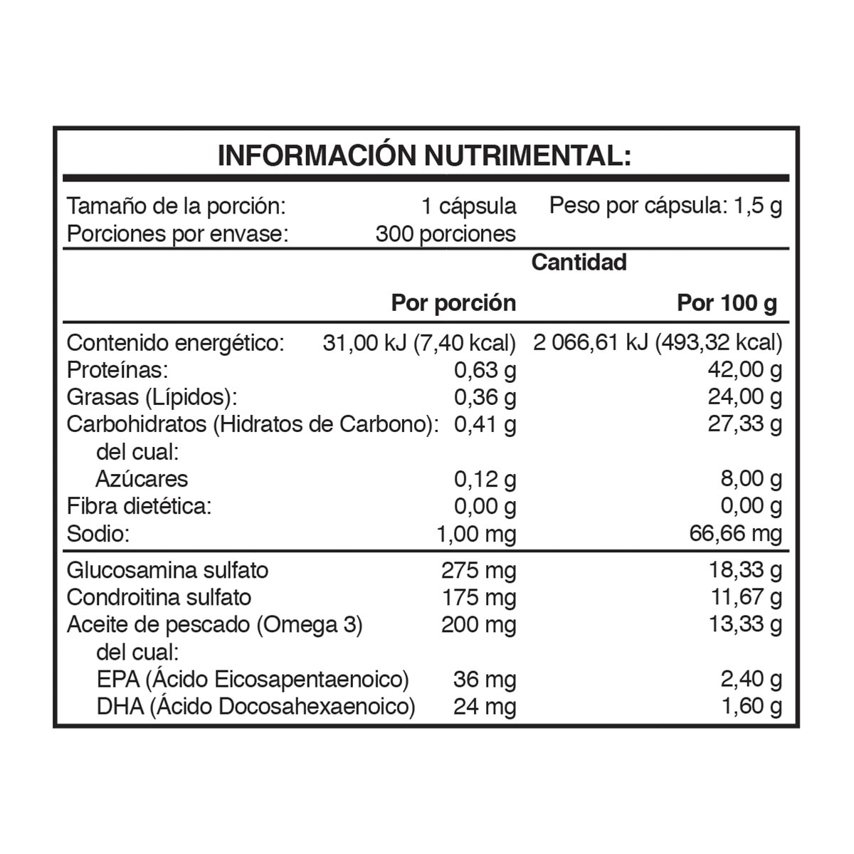 Glucosamina Condroitina y Omega 3 300 cápsulas