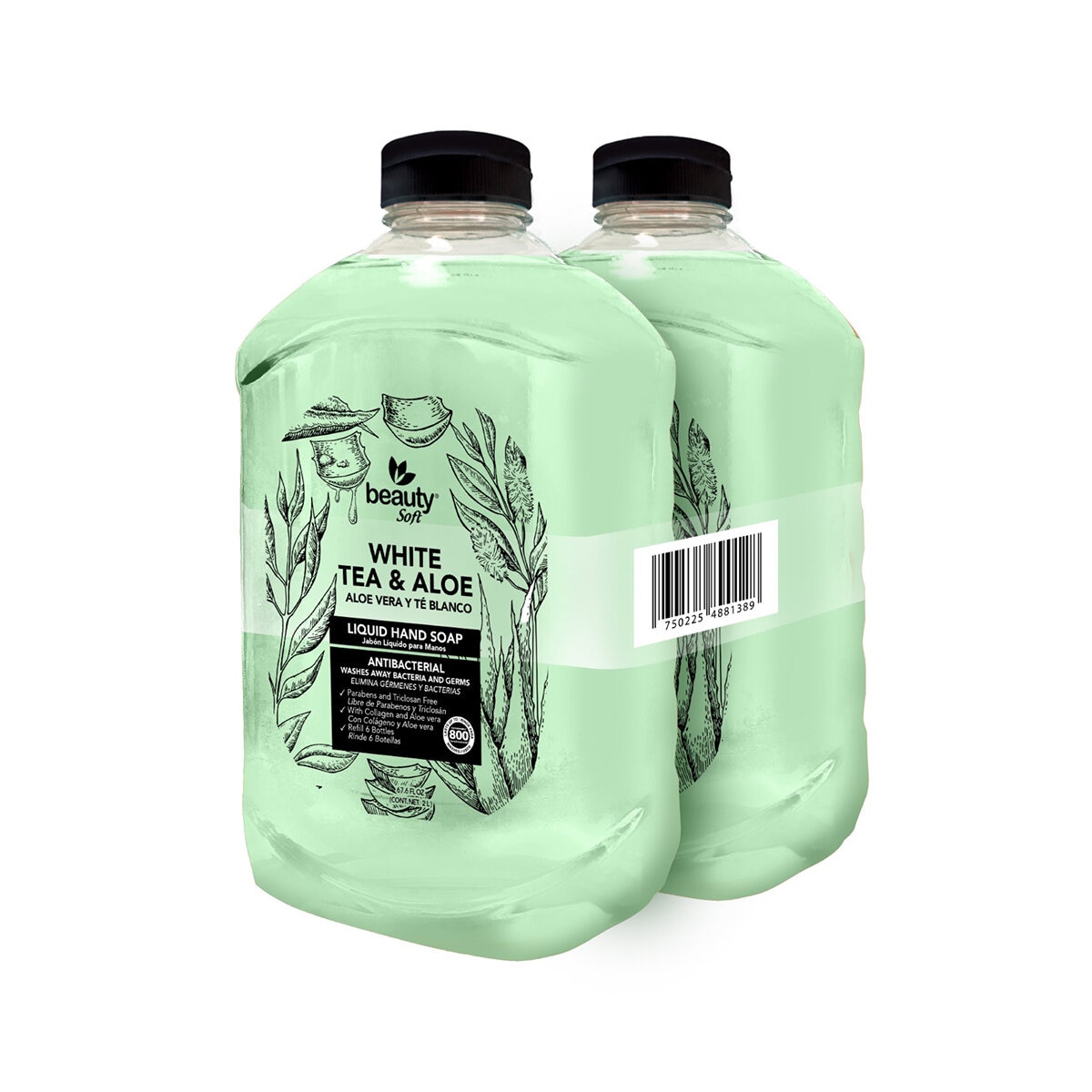 Beauty Soft Jabón Líquido para Manos 2 pzas de 2L