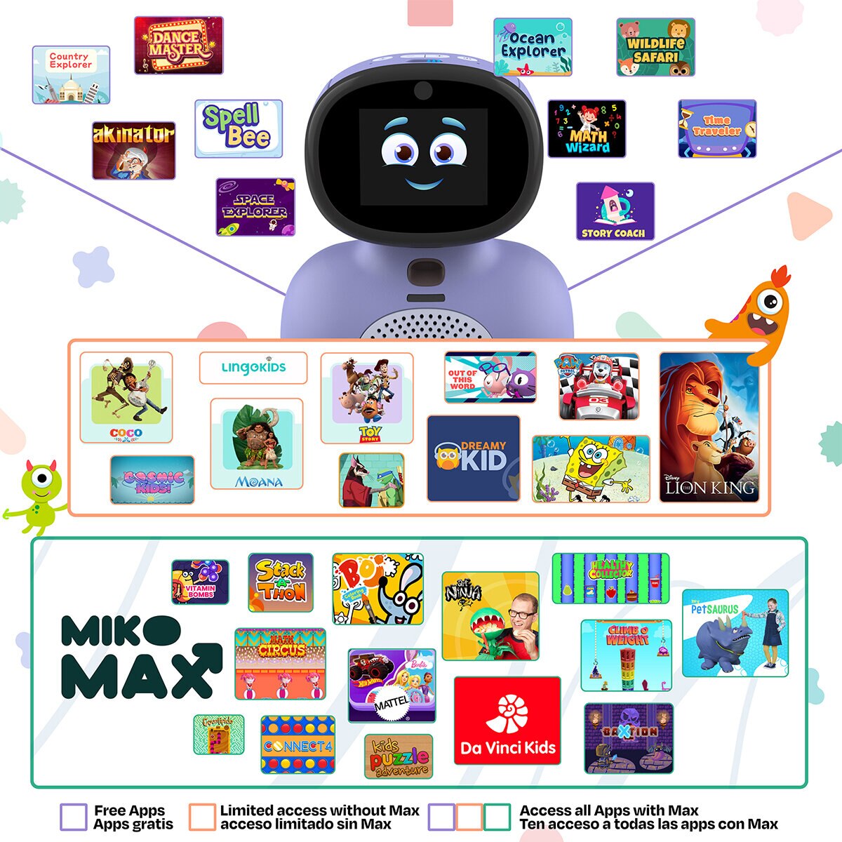 Miko Mini + Robot Interactivo para Niños, Morado Miko Mini + Robot Interactivo para Niños, Morado
