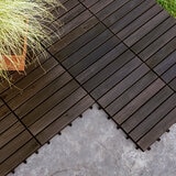 Hanie Design, Piso de Madera Vertical para Exterior, Color Gris Oscuro