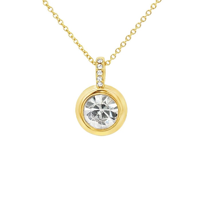 Mayfer, Juego Dorado de Collar y Aretes, con Cristal Austríaco Mayfer, Juego Dorado de Collar y Aretes, con Cristal Austríaco