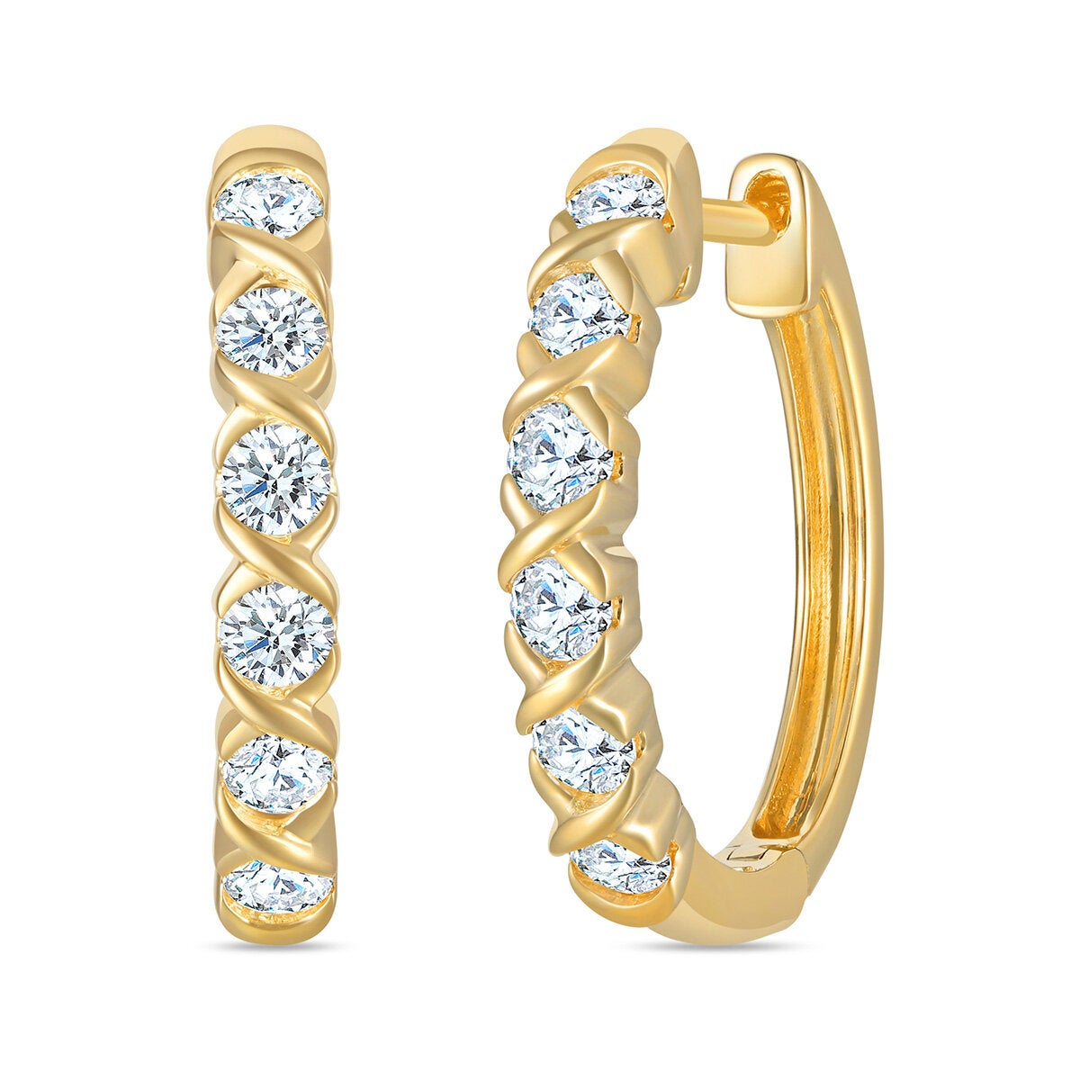 Arracadas de Diamantes 0.50ctw, Oro Amarillo 14K Arracadas de Diamantes 0.50ctw, Oro Amarillo 14K