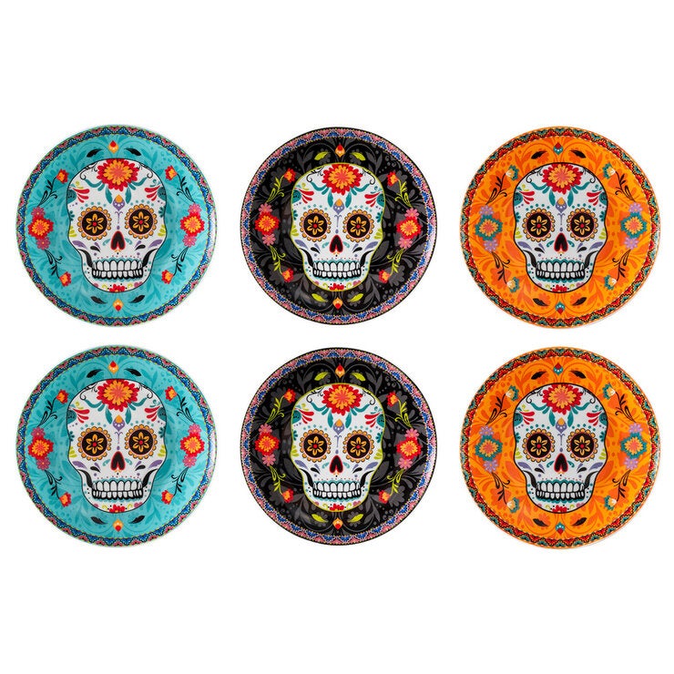 Sango, Juego de Platos de Cerámica de Día de Muertos, 6 piezas