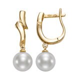 Aretes de Perlas Cultivadas Agua Dulce, 7.0-7.5mm, Oro Amarillo de 14K