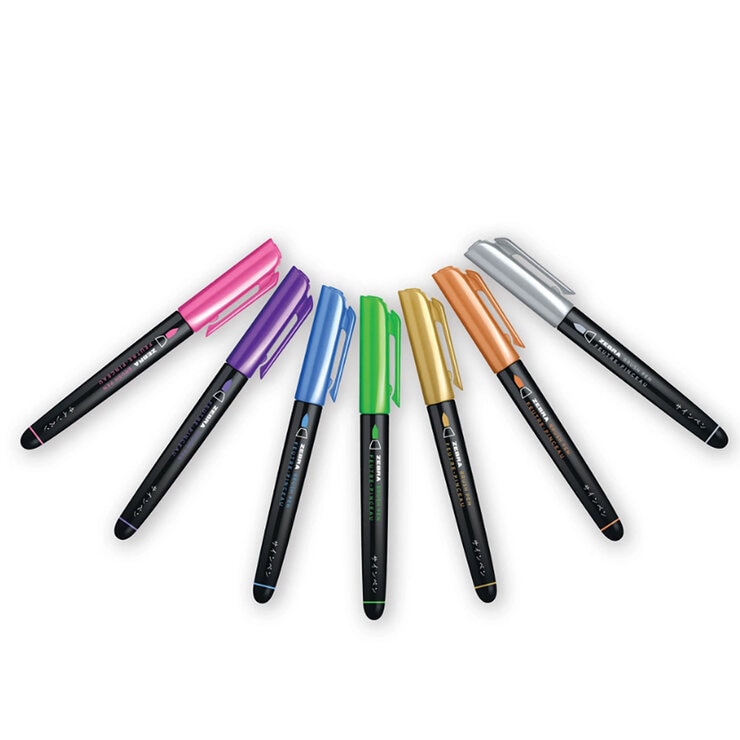 Zebra Marcador Brush Pen Colores Surtidos, Estuche 7 Pzas