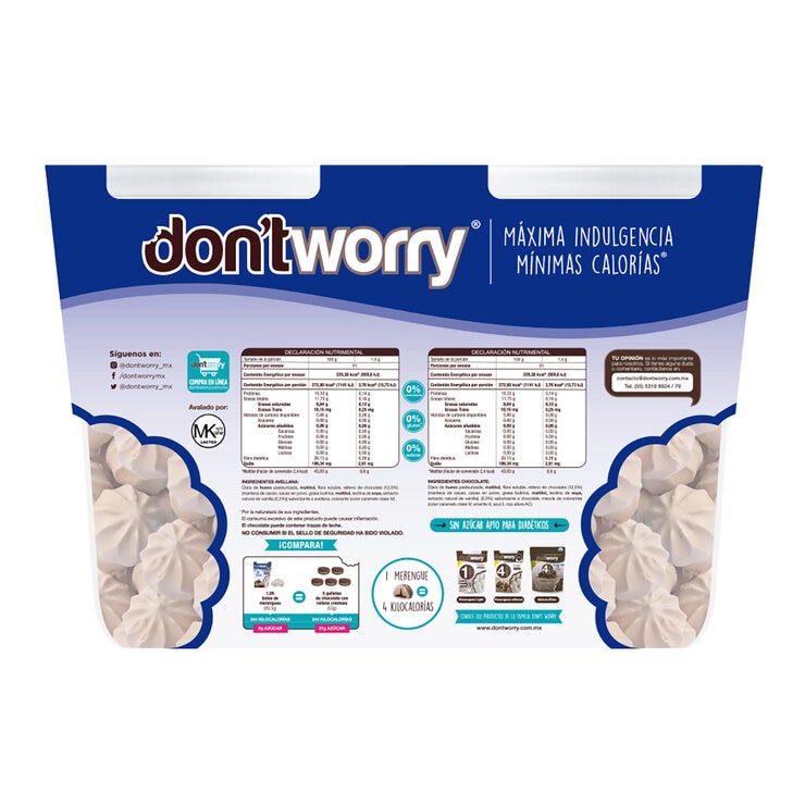 Don't Worry Merengues Chocolate y Avellana 2 pzas de 85 g