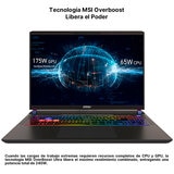 MSI Vector 16 Laptop Gaming 16" QHD+ Intel Core Ultra 9 32GB 1TB SSD