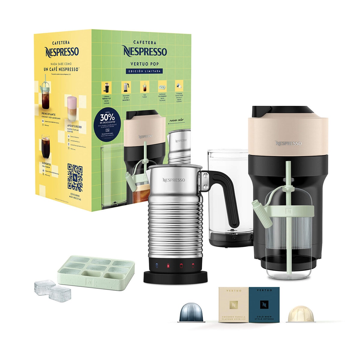 Nespresso Cafetera, Onpack Vertuo Pop Beige